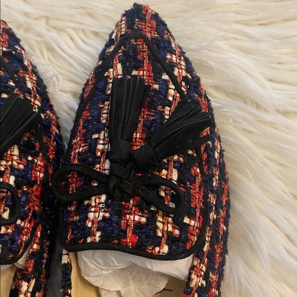 SOLE Society Women's Tweed Loafers - Navy and Orange size 9.5 BNWOT - Picture 10 of 12